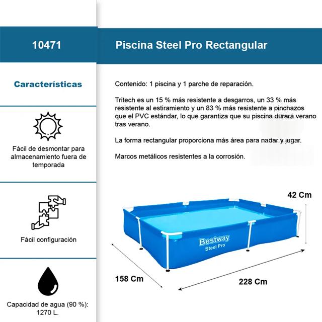 Alberca Rectangular Tubular de 2.28 x 1.58 x 42 #10471