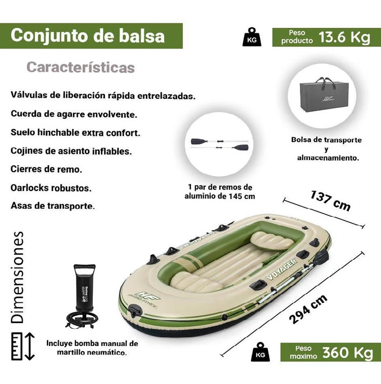 Bote Inflable Voyager X3 de 2,94 m x 1,37 m #65164