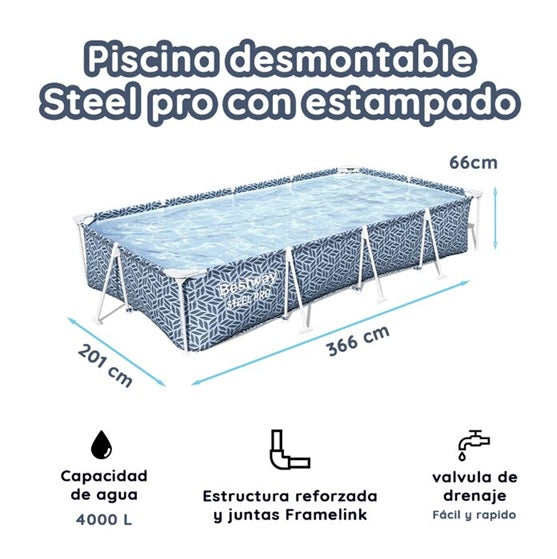 Alberca Tubular Rectangular 3.66m x 2.01m x 66cm #561FT