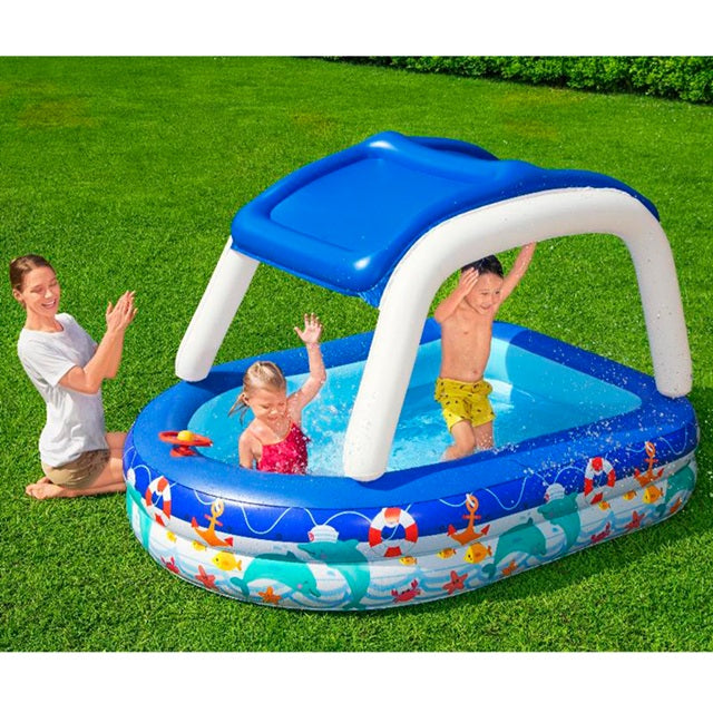 ALBERCA INFLABLE CON TECHO BARCO 2.13M X 1.55M X 1.32M #54370