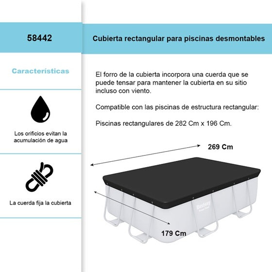CUBIERTA PARA ALBERCA RECTANGULAR/2.82m x 1.96m #58442