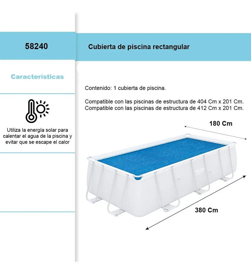 Cubierta solar para piscina de (4,04 m x 2,01 m) #58240