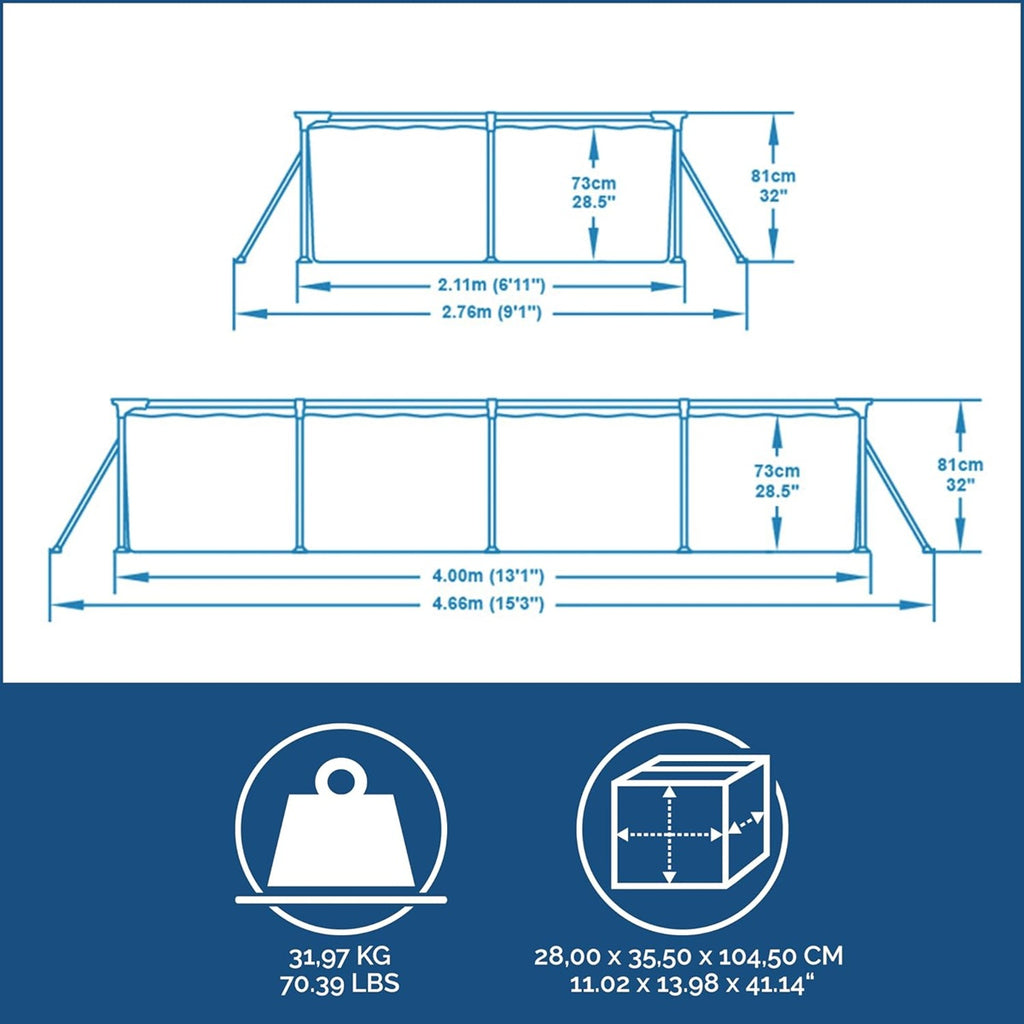 ALBERCA TUBULAR RECTANGULAR 4.00 x 2.11 x 81 #56405