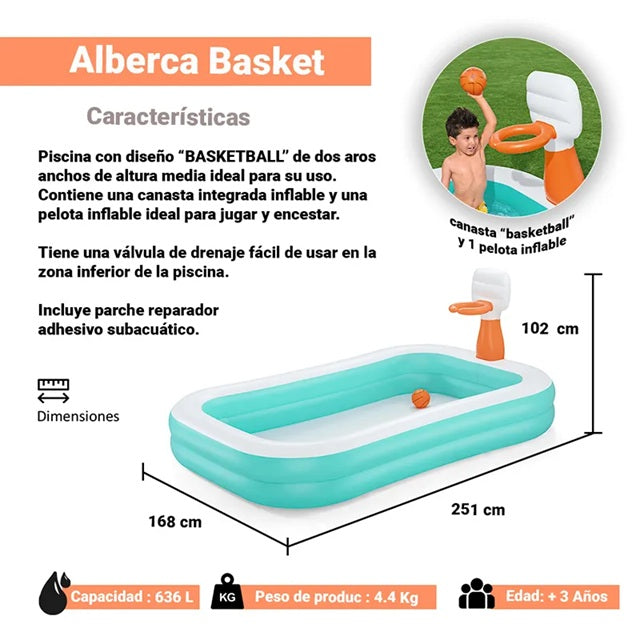 Alberca Inflable 2.51m x 1.68m x 1.02m #54445