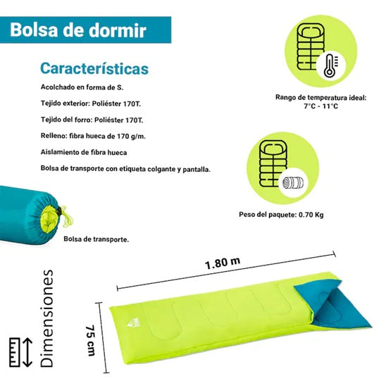 Sleeping bag 1.80m x 75cm #68099