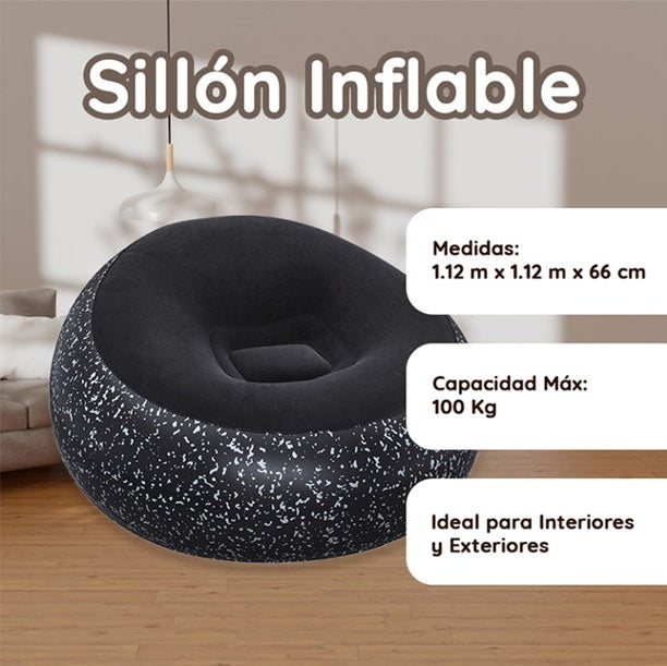 Sillon Inflable Negro 1.12m x 1.12m x 66cm #75153