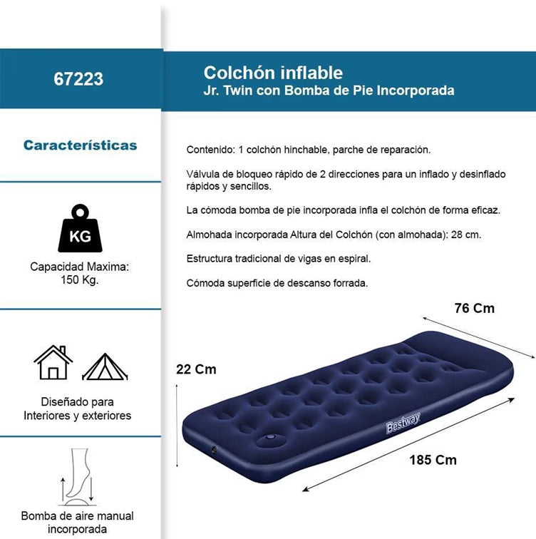 Colchon Inflable 1,85 m x 76 cm x 28 cm #67223