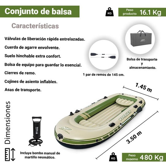 Juego de balsa Voyager X4 de 3,5 m x 1,45 m #65156