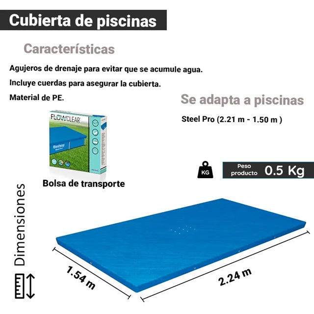 Cubierta para piscina de 2,21 m x 1,50 m #58103