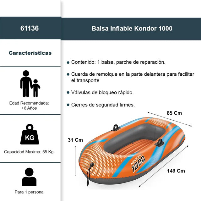 Bote Inflable Kondor 1000 Raft #61136
