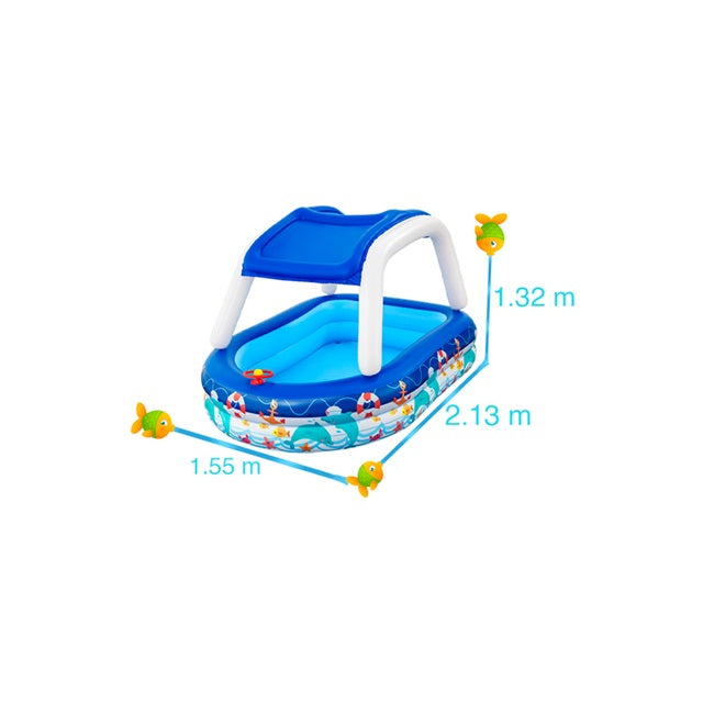 ALBERCA INFLABLE CON TECHO BARCO 2.13M X 1.55M X 1.32M #54370