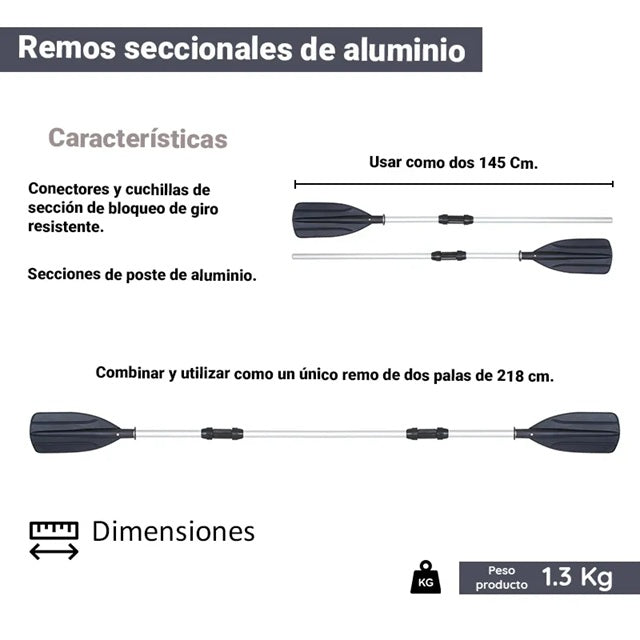 Remos seccionales de aluminio de 1,45 m #62064