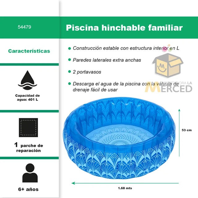 Alberca Inflable Azul 1.68m x H53cm #54479