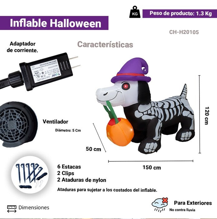 Inflable Perro Salchicha Halloween