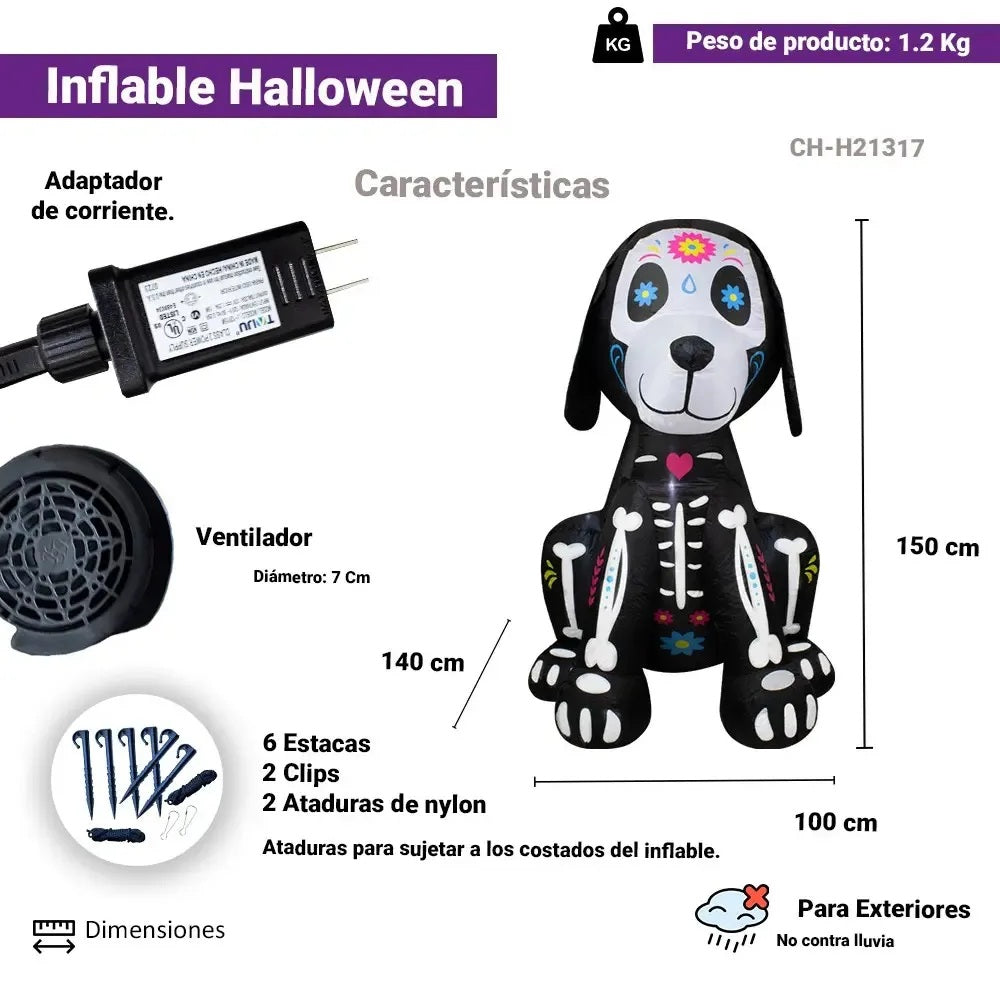 Inflable Perro Catrin Halloween