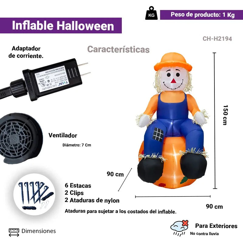 Inflable Espantapajaros en Calabaza Halloween