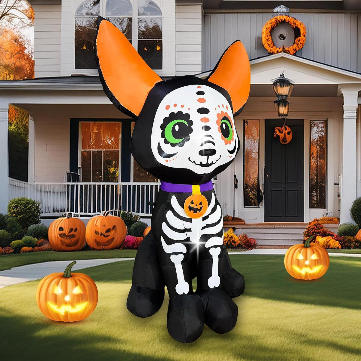 Inflable perro chihuahua catrín Halloween
