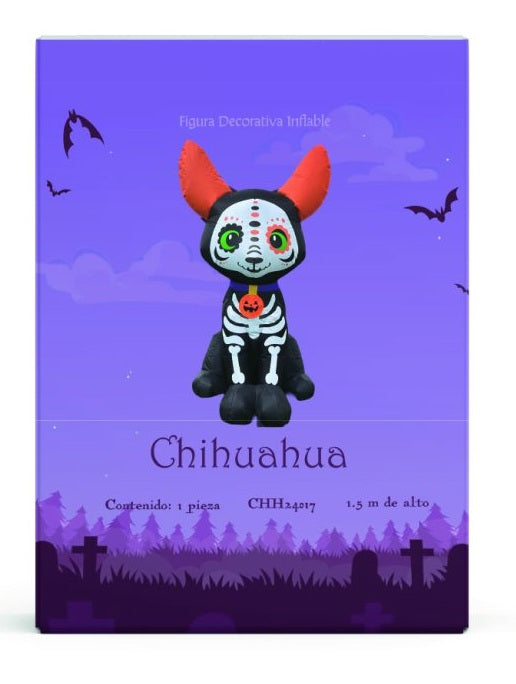 Inflable perro chihuahua catrín Halloween