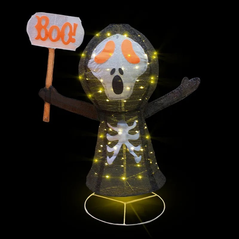 Decoración Halloween Fantasma Calavera Led Base Metal 113cm🎃👻