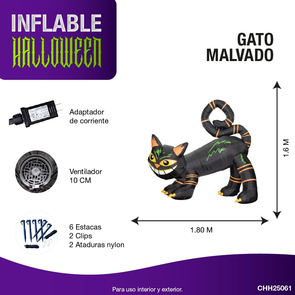 Inflable Gato Malvado Halloween