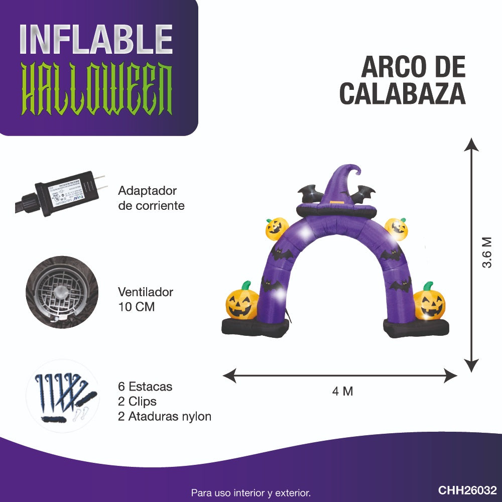 Inflable arco gorro de bruja Halloween