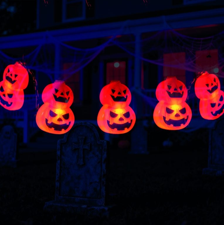 Luces Decorativas Con Diseño De Calabaza 20 Led Naranja
