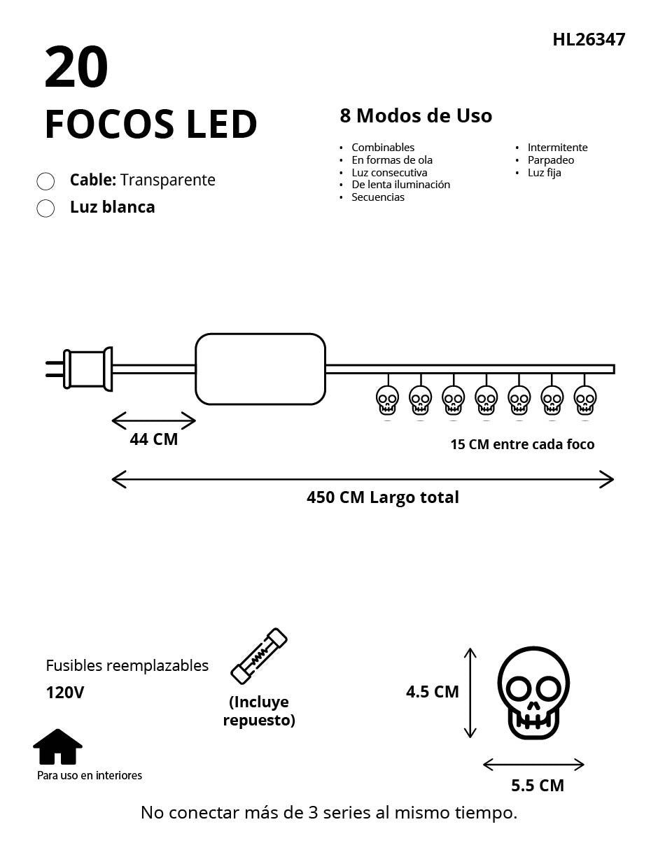 SERIE CABEZA DE CALACA GRIS 20L LED
