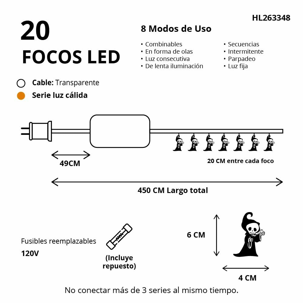 Serie De Luces Halloween Parca 20 Led