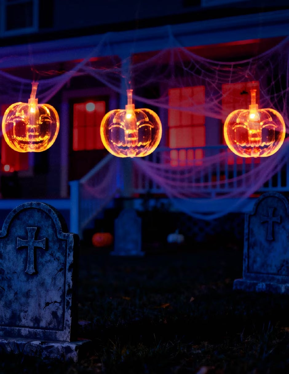 Serie De Luz Led Calabaza Plana Naranja 20 Focos 4.50 Mts🎃🎃🎃🎃🎃🎃