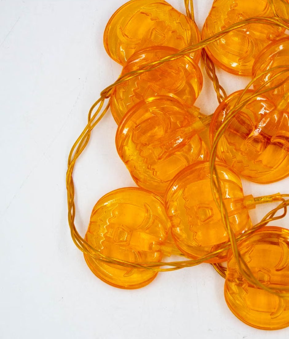 Serie De Luz Led Calabaza Plana Naranja 20 Focos 4.50 Mts🎃🎃🎃🎃🎃🎃
