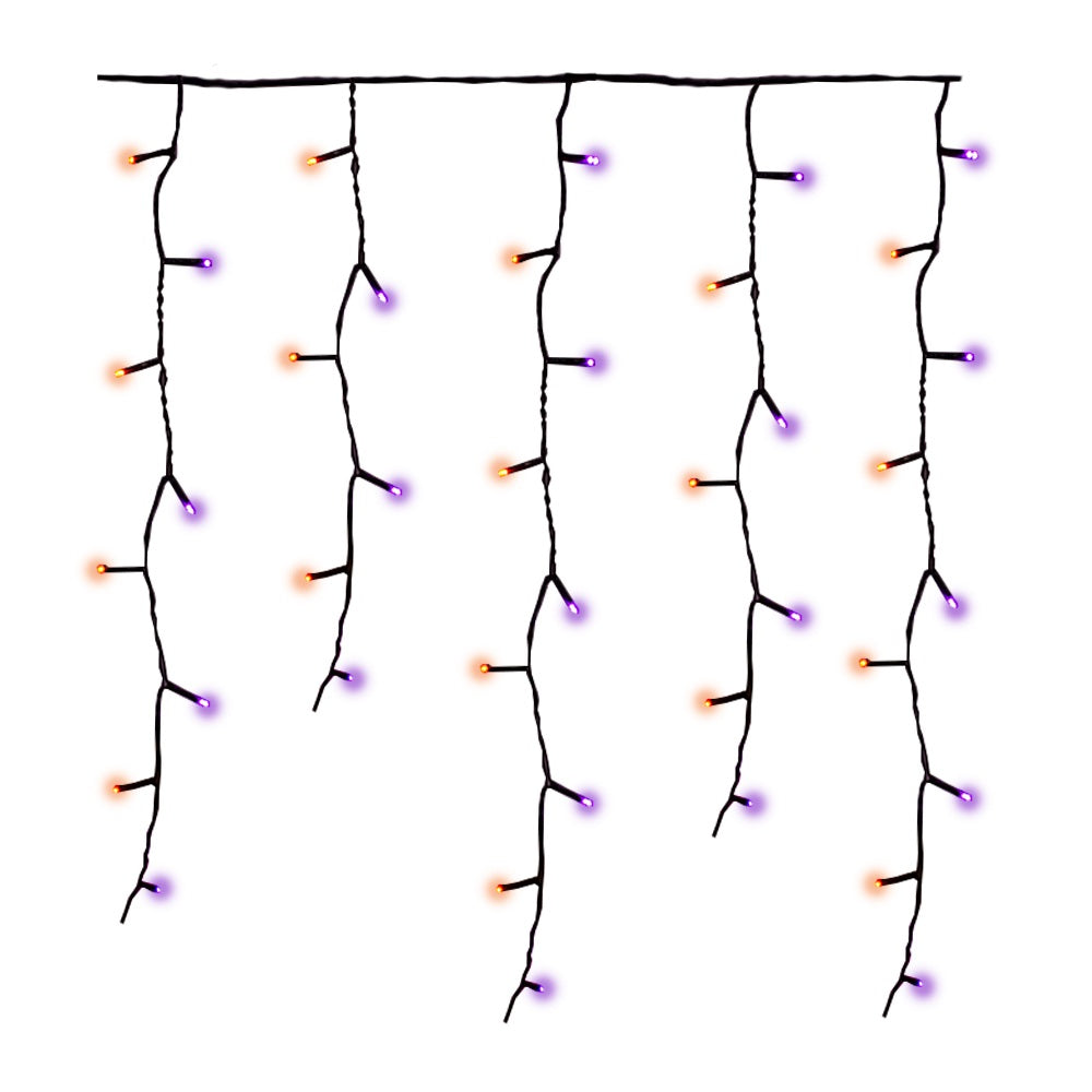 Cascada led naranja/morado halloween 300 leds