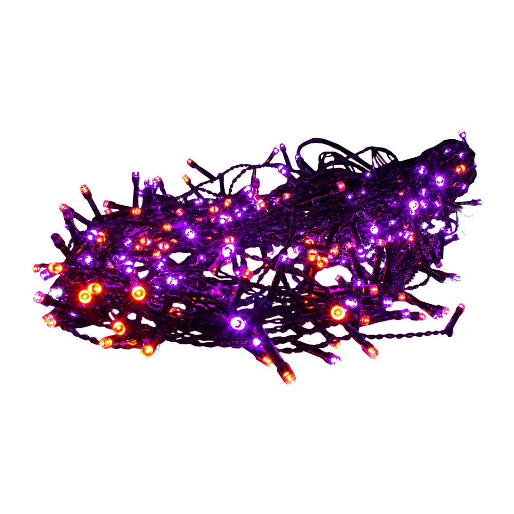Cascada led naranja/morado halloween 300 leds